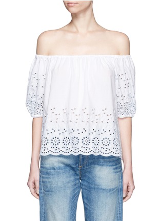 Main View - Click To Enlarge - SEE BY CHLOÉ - Floral eyelet off-shoulder poplin top