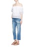 Figure View - Click To Enlarge - SEE BY CHLOÉ - Floral eyelet off-shoulder poplin top