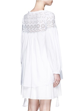 Back View - Click To Enlarge - SEE BY CHLOÉ - Floral eyelet lace-up poplin tunic