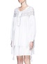 Front View - Click To Enlarge - SEE BY CHLOÉ - Floral eyelet lace-up poplin tunic