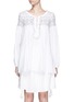 Main View - Click To Enlarge - SEE BY CHLOÉ - Floral eyelet lace-up poplin tunic