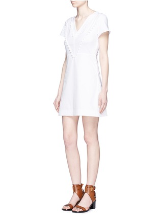 Figure View - Click To Enlarge - SEE BY CHLOÉ - Pompom trim cotton poplin T-shirt dress