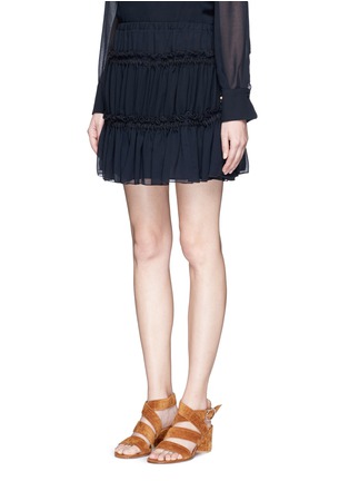 Front View - Click To Enlarge - SEE BY CHLOÉ - Drawstring ruffle tier crepe skirt