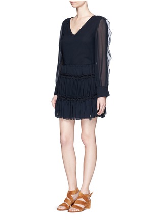 Figure View - Click To Enlarge - SEE BY CHLOÉ - Drawstring ruffle tier crepe skirt