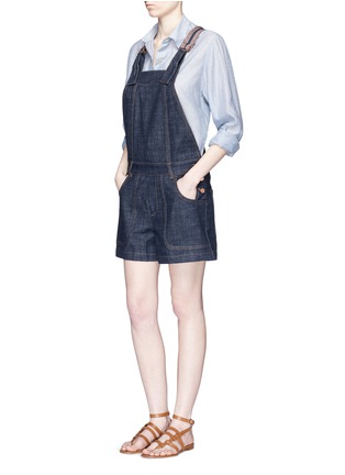 Figure View - Click To Enlarge - SEE BY CHLOÉ - Stripe knit trim denim romper