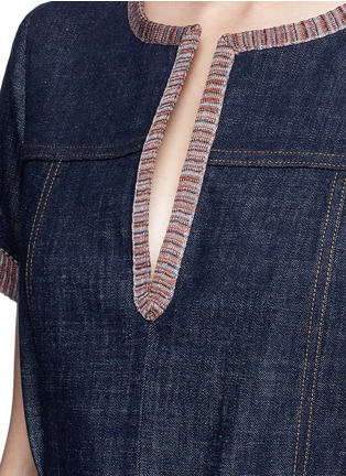 Detail View - Click To Enlarge - SEE BY CHLOÉ - Stripe knit trim denim dress