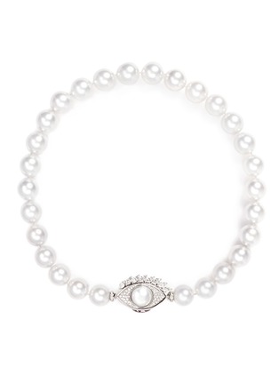 Main View - Click To Enlarge - DELFINA DELETTREZ - 'Eye Kiss You' diamond 18k white gold pearl necklace