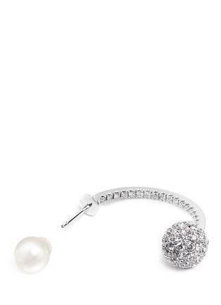 Detail View - Click To Enlarge - DELFINA DELETTREZ - 'Sphere Mono' diamond pearl 18k gold single earring