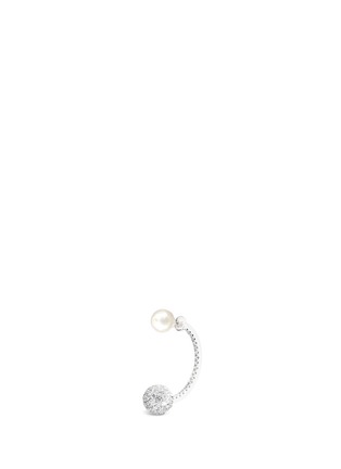 Main View - Click To Enlarge - DELFINA DELETTREZ - 'Sphere Mono' diamond pearl 18k gold single earring