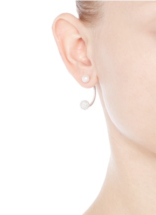 Figure View - Click To Enlarge - DELFINA DELETTREZ - 'Sphere Mono' diamond pearl 18k gold single earring
