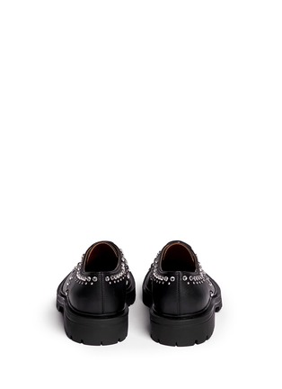 Back View - Click To Enlarge - GIVENCHY - Stud strass appliqué wingtip leather Derbies
