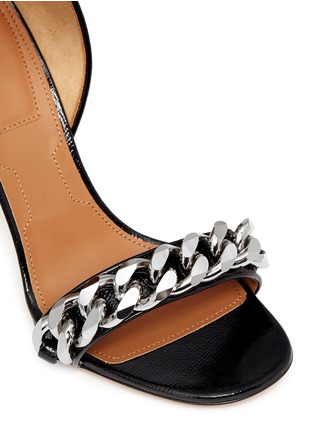 Detail View - Click To Enlarge - GIVENCHY - Curve heel curb chain patent leather sandals