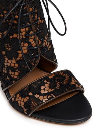 Detail View - Click To Enlarge - GIVENCHY - Floral lace tie leather sandals