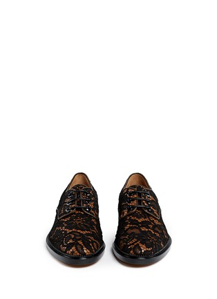 Figure View - Click To Enlarge - GIVENCHY - Floral lace overlay leather Derbies