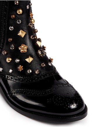 Detail View - Click To Enlarge - - - 'Boy Girl' jewelled leather wingtip ankle boots