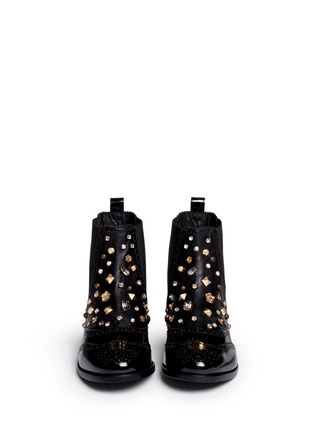 Figure View - Click To Enlarge - - - 'Boy Girl' jewelled leather wingtip ankle boots