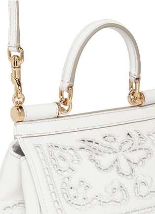 Detail View - Click To Enlarge - - - 'Miss Sicily' mini embroidery leather satchel