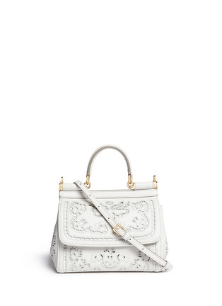 Main View - Click To Enlarge - - - 'Miss Sicily' mini embroidery leather satchel