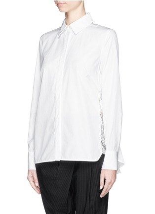 Front View - Click To Enlarge - THAKOON - Lace insert cotton poplin shirt
