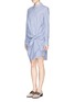 Front View - Click To Enlarge - THAKOON - Candy stripe side tie shirt dress
