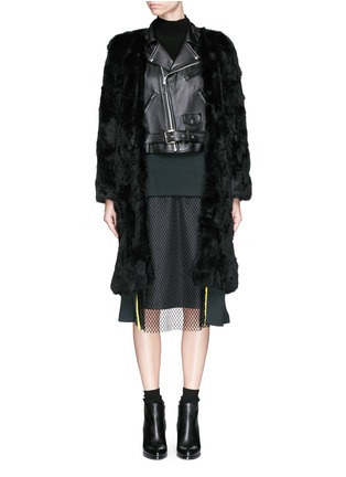 Main View - Click To Enlarge - TOGA ARCHIVES - Leather biker insert rabbit fur coat