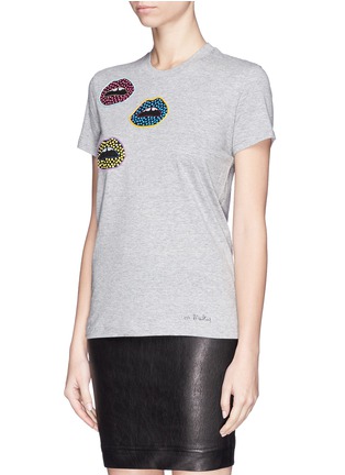 Front View - Click To Enlarge - MARKUS LUPFER - 'Tribal Mini Smacker Lip' sequin Kate T-shirt