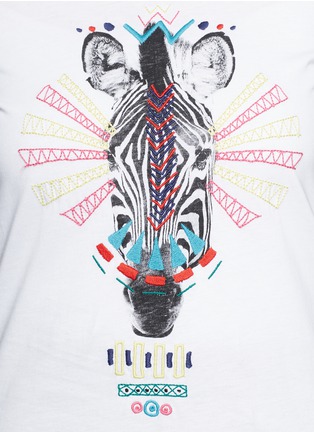 Detail View - Click To Enlarge - MARKUS LUPFER - 'Tribal Zebra' embroidery Kate T-shirt
