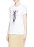 Front View - Click To Enlarge - MARKUS LUPFER - 'Tribal Zebra' embroidery Kate T-shirt