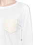 Detail View - Click To Enlarge - T BY ALEXANDER WANG - Leather pocket long sleeves Supima cotton T-shirt