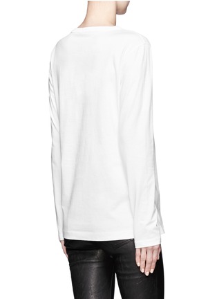 Back View - Click To Enlarge - T BY ALEXANDER WANG - Leather pocket long sleeves Supima cotton T-shirt