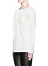 Front View - Click To Enlarge - T BY ALEXANDER WANG - Leather pocket long sleeves Supima cotton T-shirt