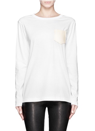 Main View - Click To Enlarge - T BY ALEXANDER WANG - Leather pocket long sleeves Supima cotton T-shirt