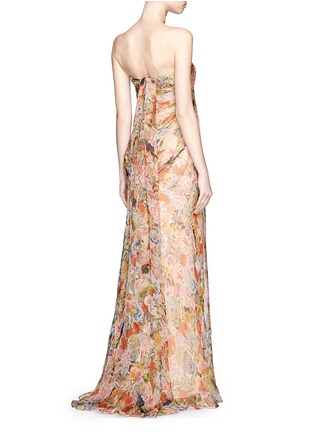 Figure View - Click To Enlarge - ALEXANDER MCQUEEN - Floral print silk chiffon strapless gown