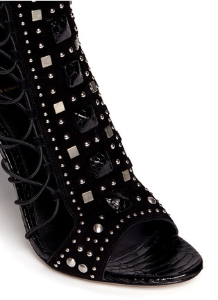Detail View - Click To Enlarge - B BY BRIAN ATWOOD - Lalouche studded suede caged sandals