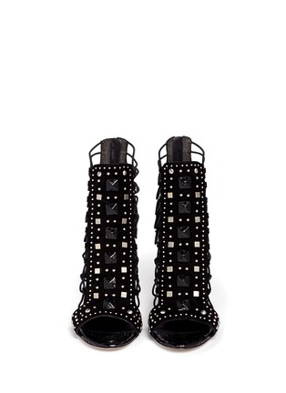 Figure View - Click To Enlarge - B BY BRIAN ATWOOD - Lalouche studded suede caged sandals