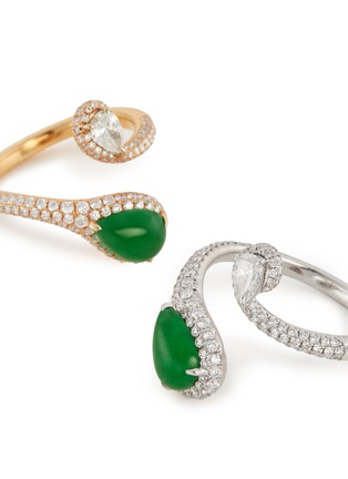 Detail View - Click To Enlarge - SAMUEL KUNG - Diamond jade 18k white gold ring set
