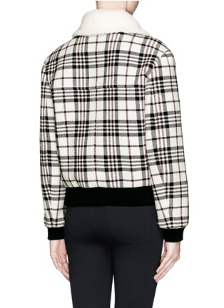 Back View - Click To Enlarge - CARVEN - Mohair collar lining plaid jacket