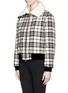 Front View - Click To Enlarge - CARVEN - Mohair collar lining plaid jacket