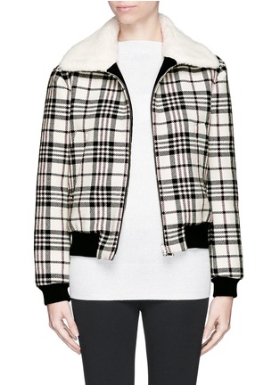 Main View - Click To Enlarge - CARVEN - Mohair collar lining plaid jacket