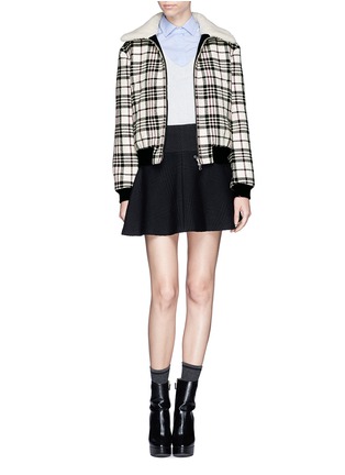 Figure View - Click To Enlarge - CARVEN - Mohair collar lining plaid jacket