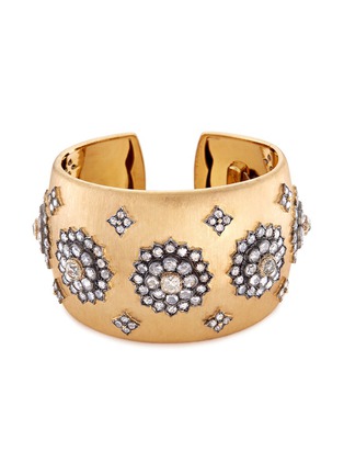 Main View - Click To Enlarge - BUCCELLATI - Diamond floral silver 18k gold cuff