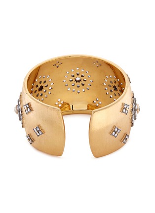 Figure View - Click To Enlarge - BUCCELLATI - Diamond floral silver 18k gold cuff