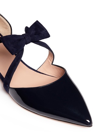 Detail View - Click To Enlarge - GIORGIO ARMANI BEAUTY - Suede bow strap patent leather d'Orsay flats
