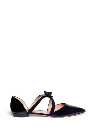 Main View - Click To Enlarge - GIORGIO ARMANI BEAUTY - Suede bow strap patent leather d'Orsay flats