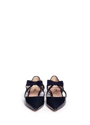 Figure View - Click To Enlarge - GIORGIO ARMANI BEAUTY - Suede bow strap patent leather d'Orsay flats