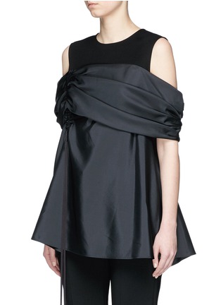 Front View - Click To Enlarge - ADEAM - Ruched panel cold shoulder top