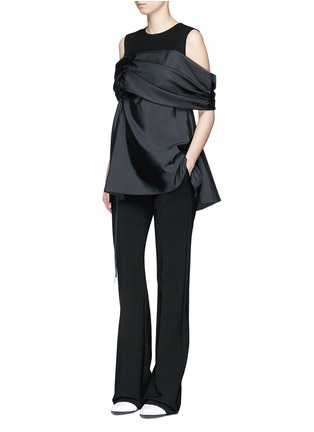 Figure View - Click To Enlarge - ADEAM - Ruched panel cold shoulder top