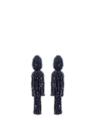 Main View - Click To Enlarge - OSCAR DE LA RENTA - Beaded two-tier tassel clip earrings