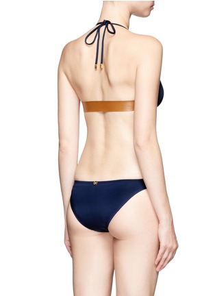Back View - Click To Enlarge - VIX - 'Solid Indigo' leather strap knot front bikini top