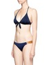 Figure View - Click To Enlarge - VIX - 'Solid Indigo' leather strap knot front bikini top